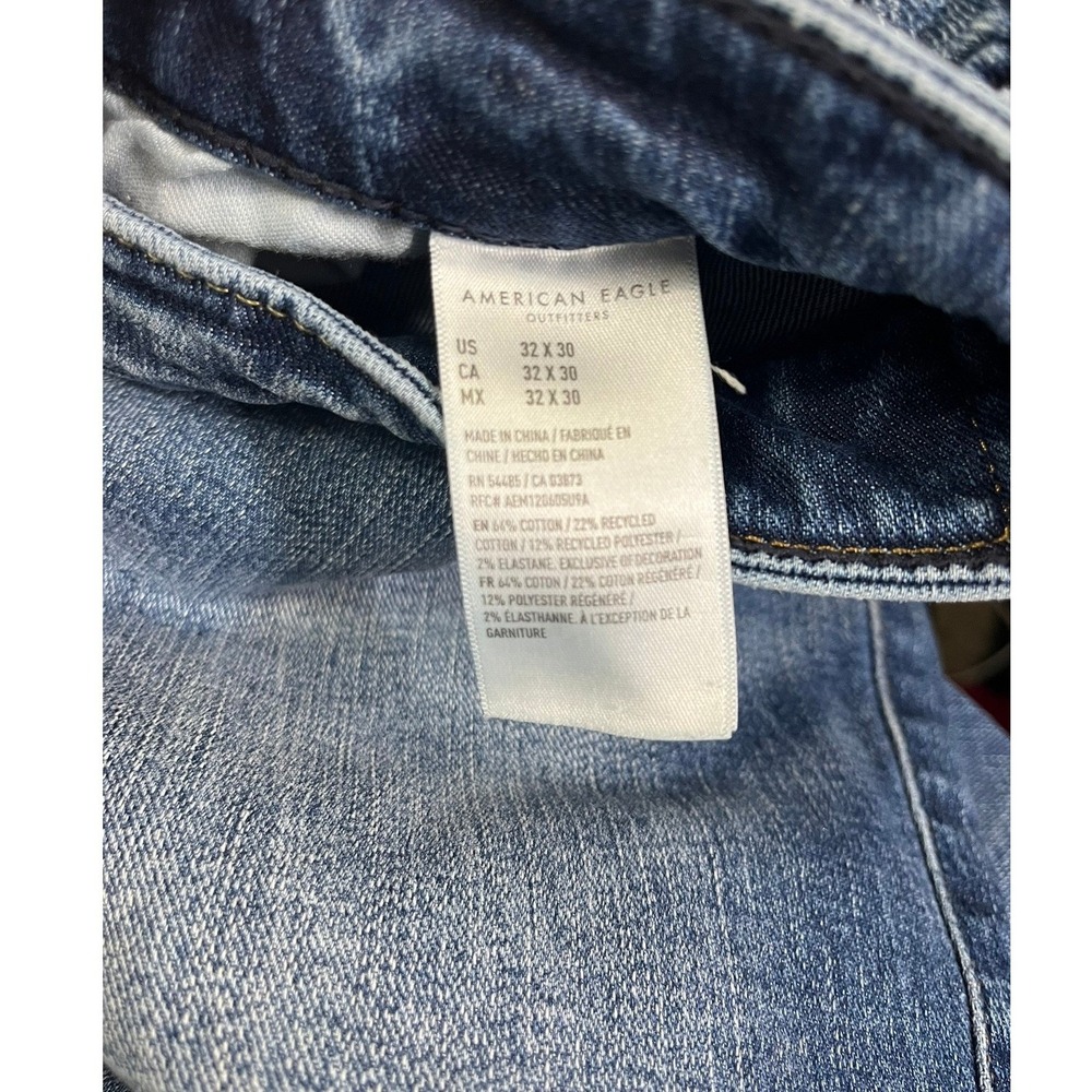American Eagle Men Athletic Straight Airflex+ Jeans Dark Wash Denim Pants 32x30 - Picture 4 of 7